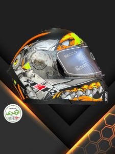 کلاه کاسکت موتور سیکلت نارنجی فسفری برندRXR فک متحرک  - Image 2