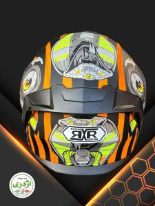 کلاه کاسکت موتور سیکلت نارنجی فسفری برندRXR فک متحرک  - Image 4