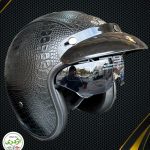 کلاه کاسکت وسپایی طرح چرم مشکی سوسماری