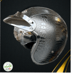 کلاه کاسکت وسپایی طرح چرم مشکی سوسماری - Image 2