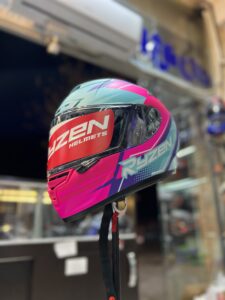 کلاه کاسکت برند ryzen صورتی فک ثابت مدل zx-550 - Image 2